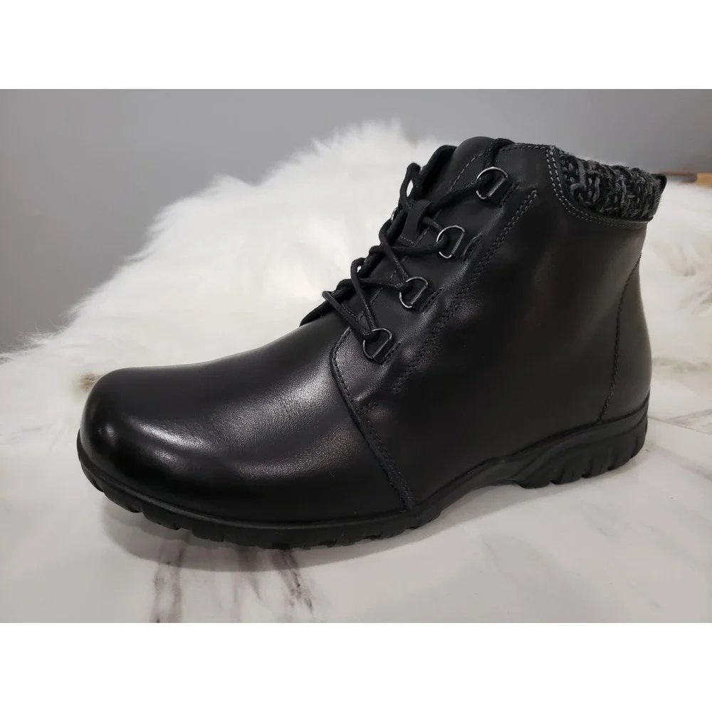 NEW NO BOX SIZE 8 Propet Delaney Zip Lace up Ankle Boots Womens Black Leather